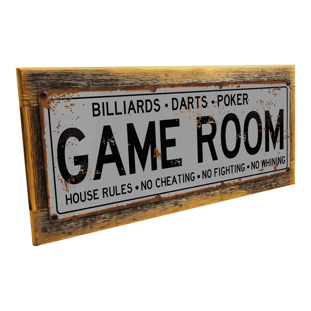 Framed Game Room House Rules Metal Sign