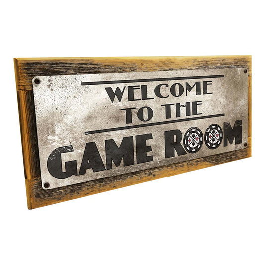 Framed Welcome To The Game Room Metal Sign