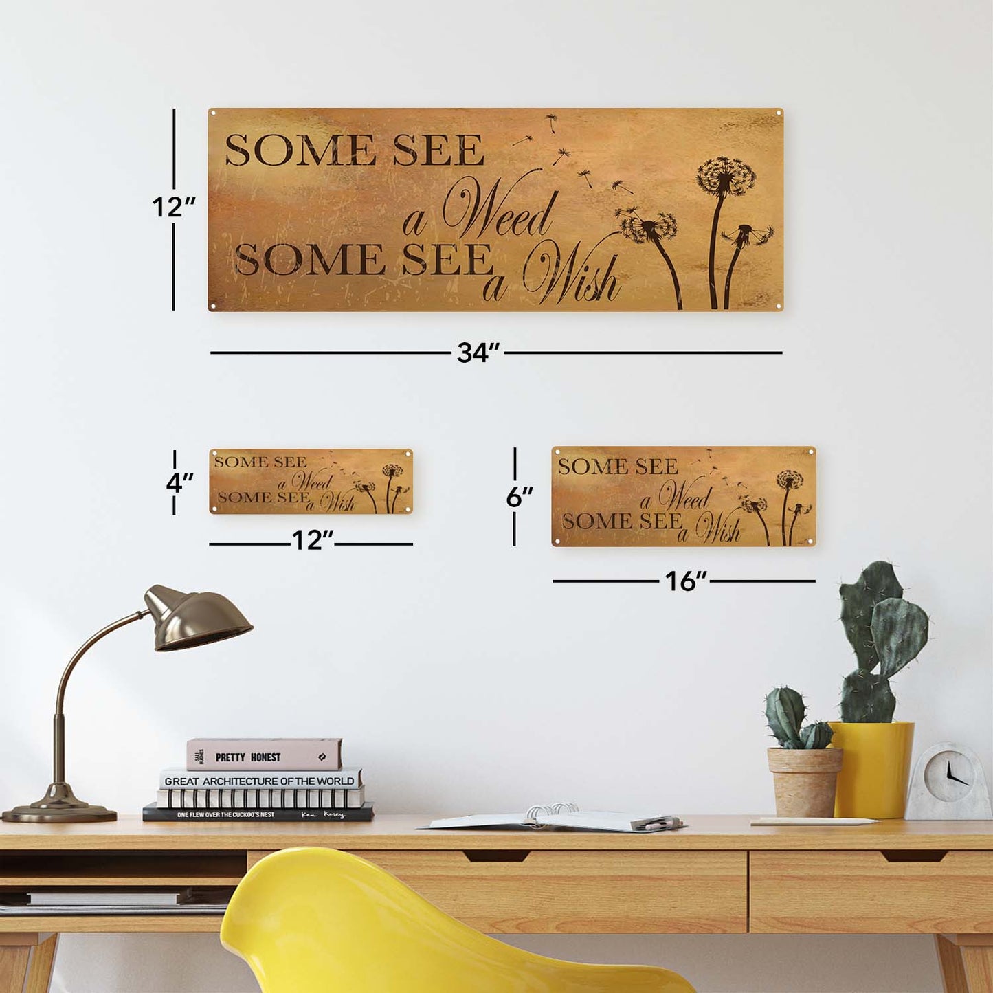 Photo showing relative proportions of different unframed product sizes