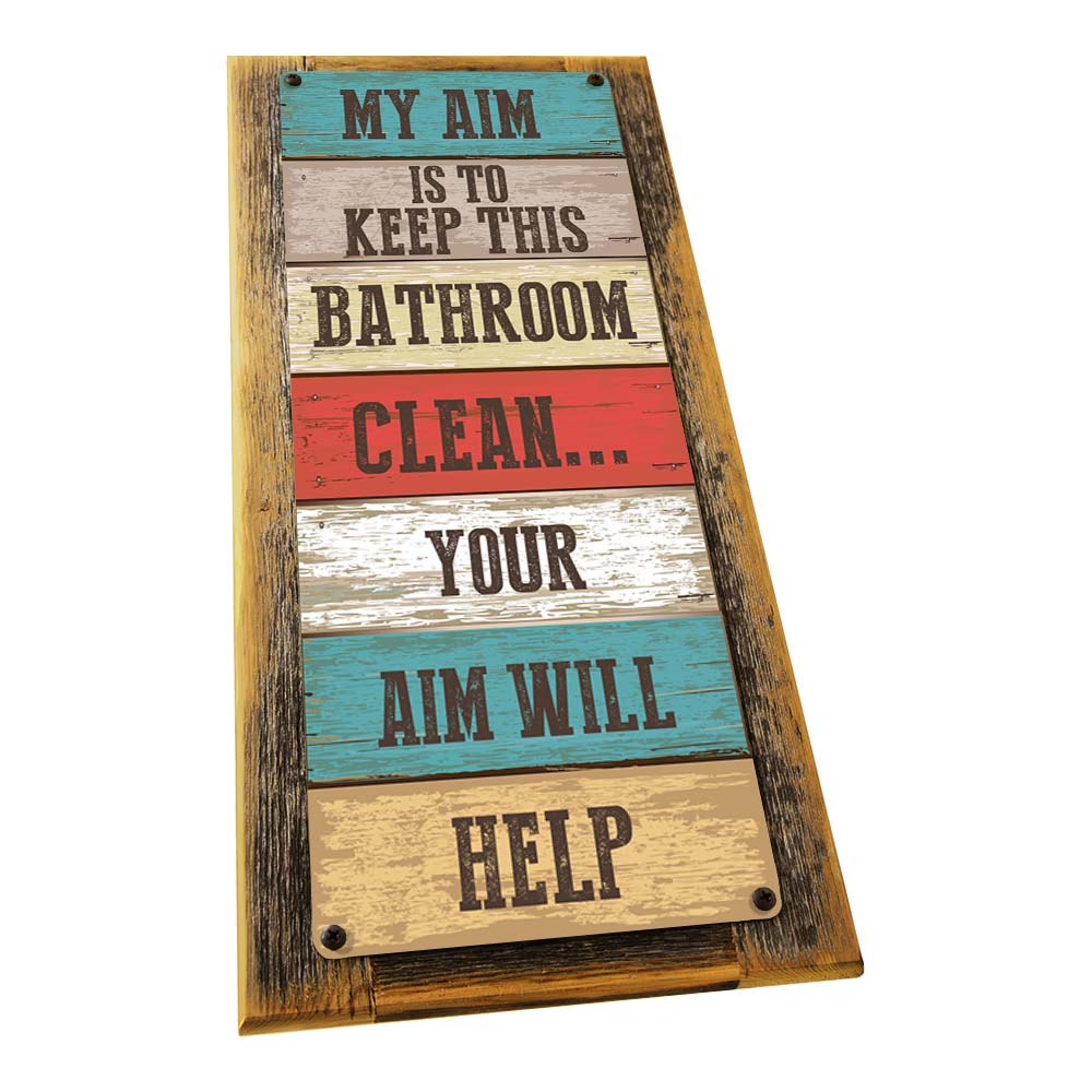 Framed My Aim Is To Keep This Bathroom Clean Metal Sign