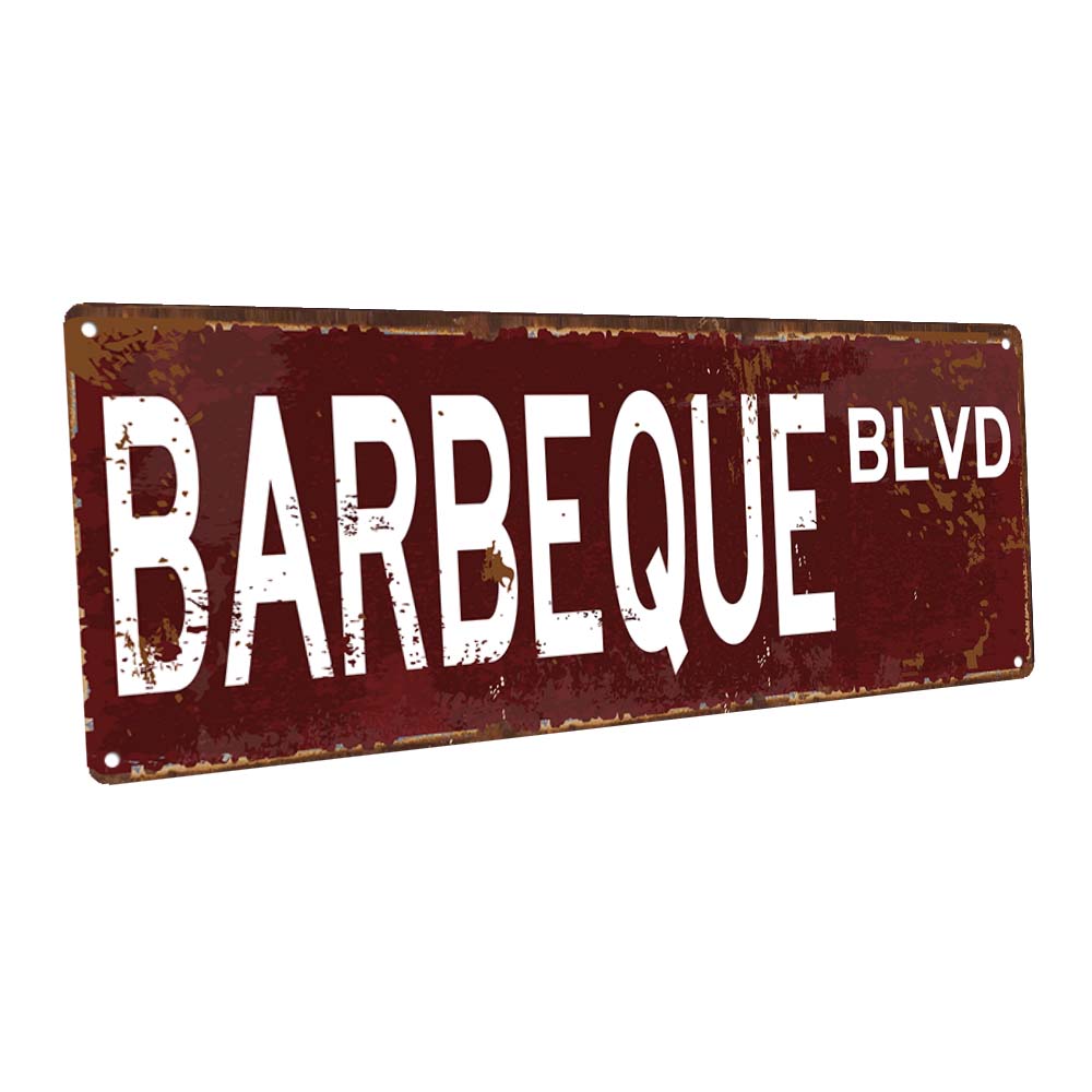 Barbeque Blvd Metal Sign