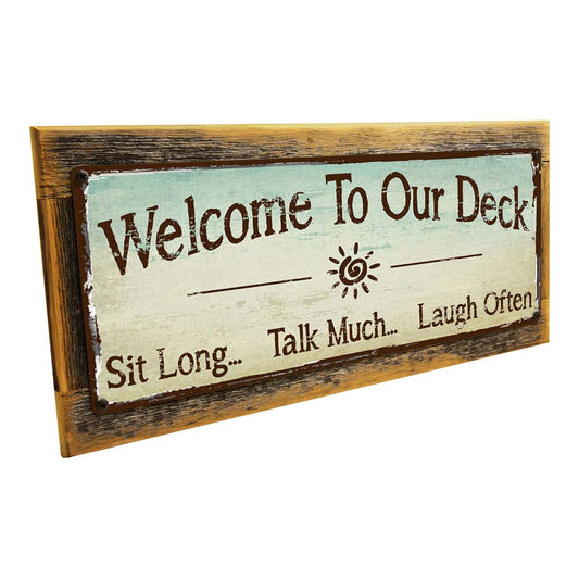 Framed Welcome To Our Deck Metal Sign