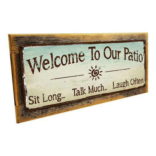 Framed Welcome To Our Patio Metal Sign
