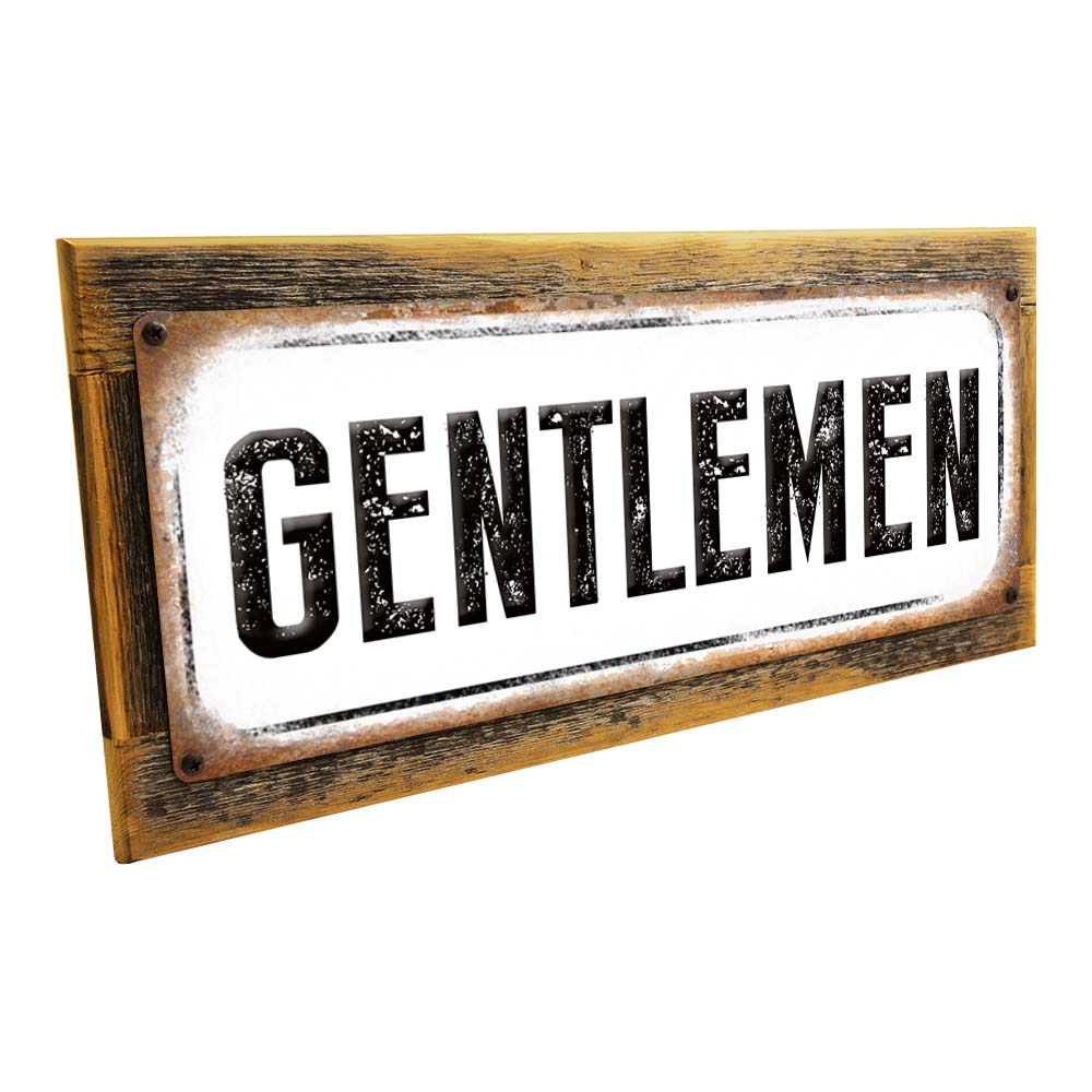 Framed Gentlemen Metal Sign