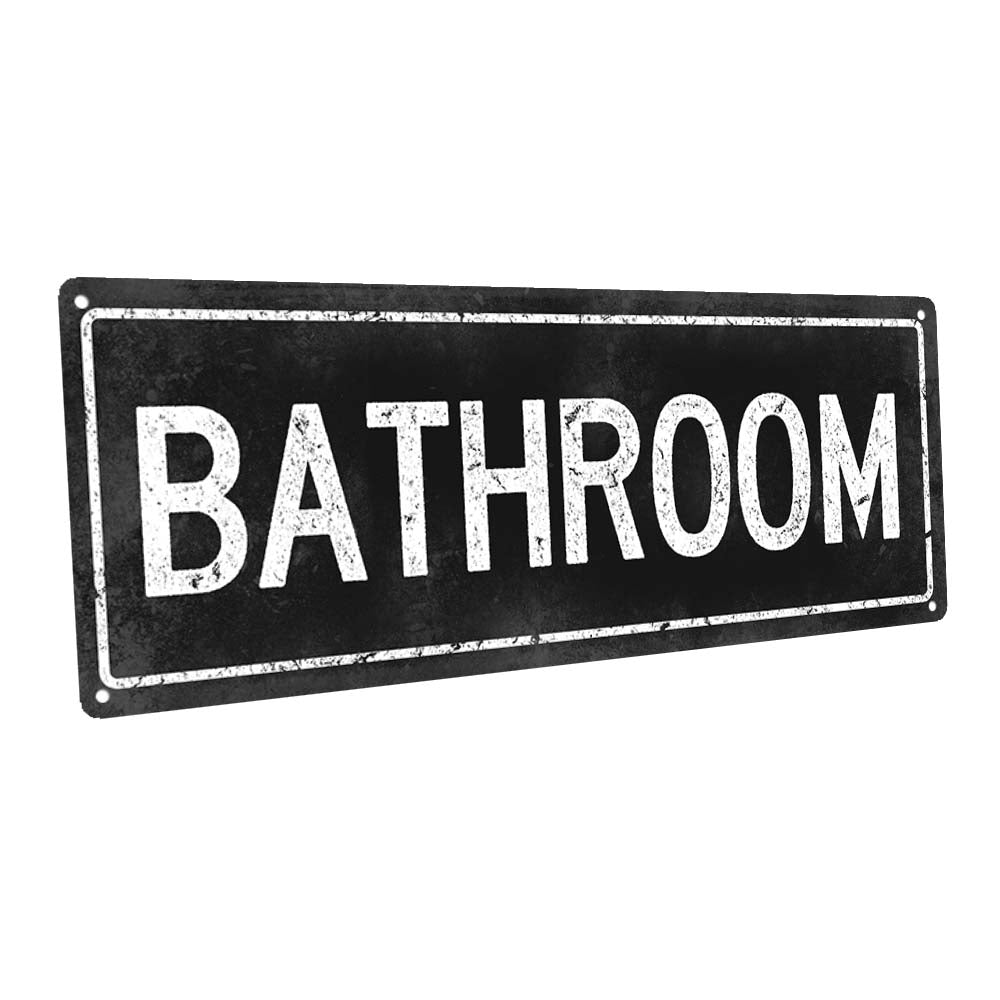 Black Bathroom Metal Sign