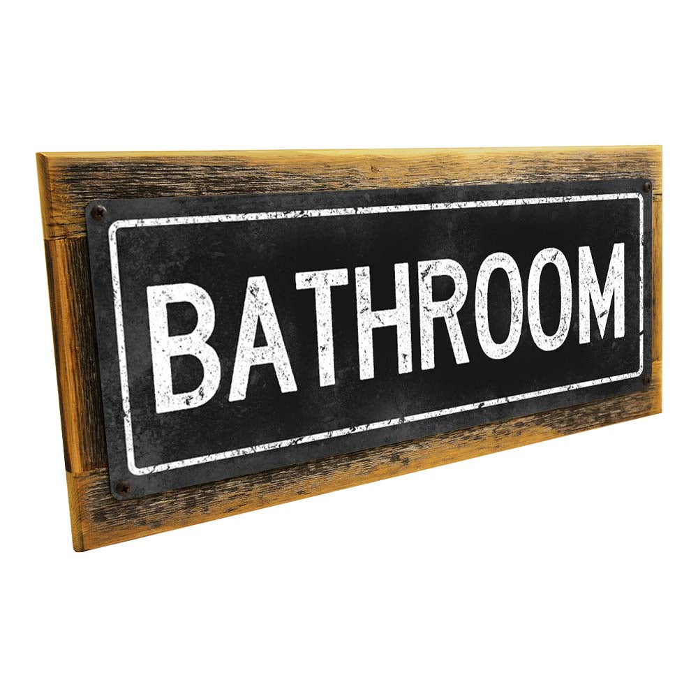 Framed Black Bathroom Metal Sign