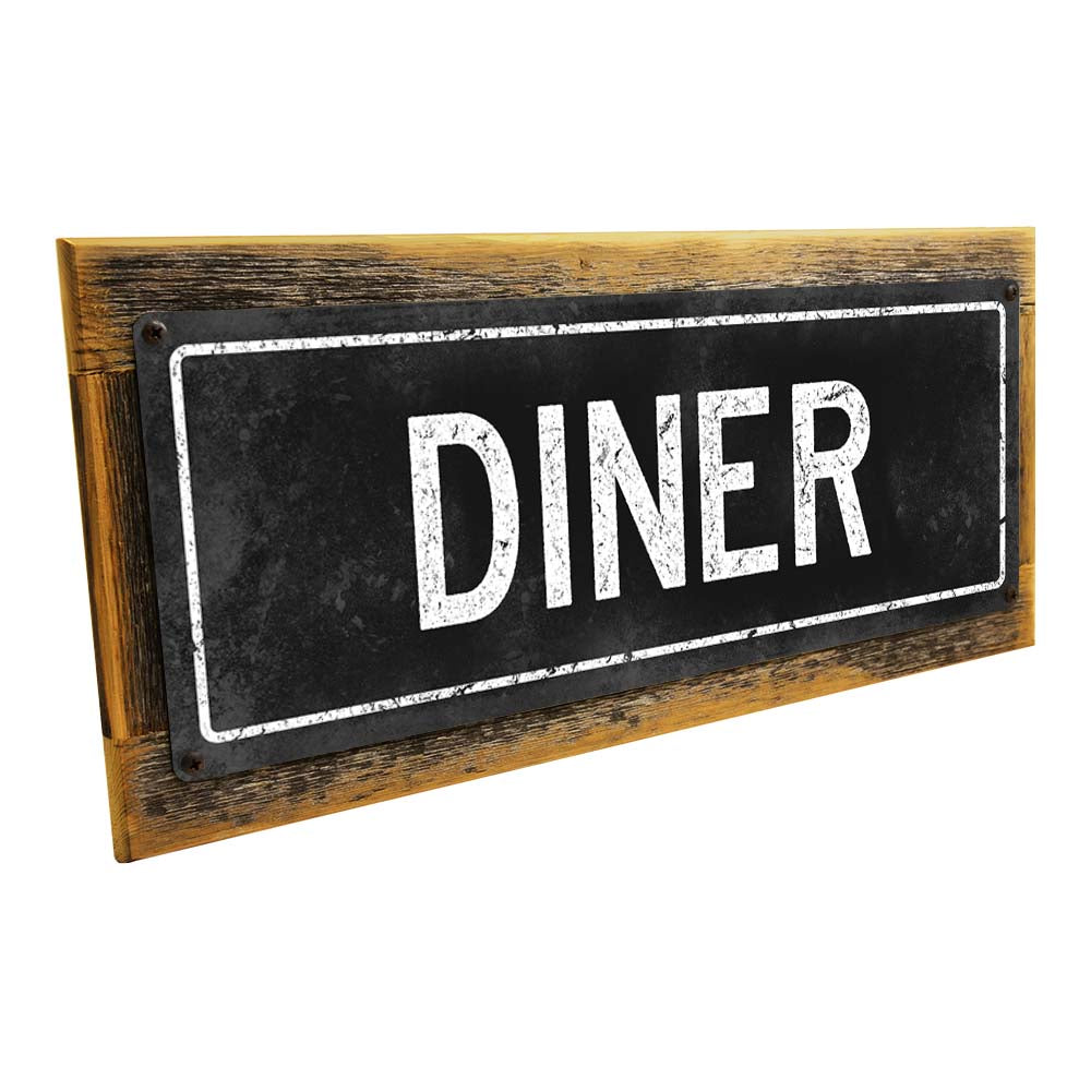 Framed Black Diner Metal Sign