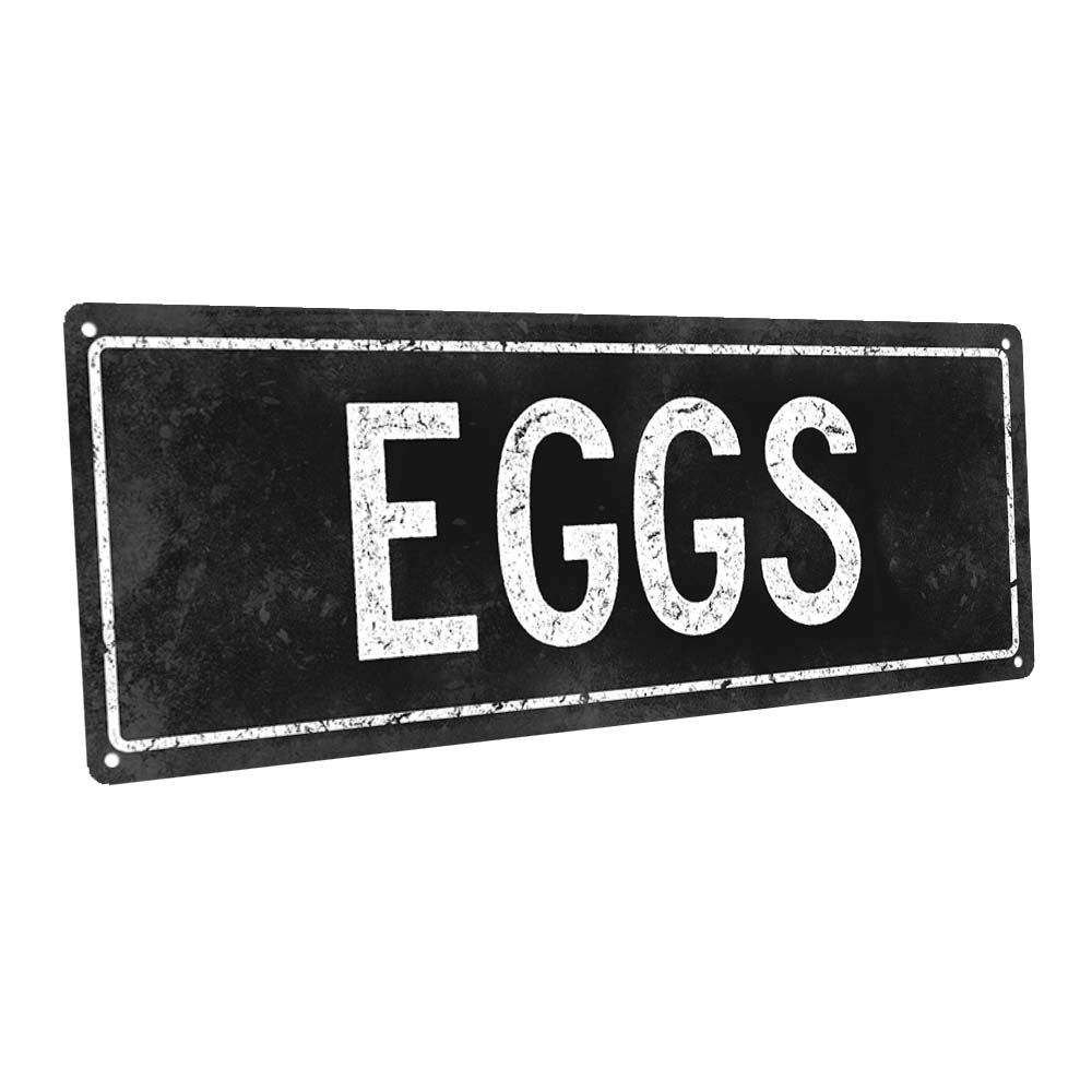 Black Eggs Metal Sign