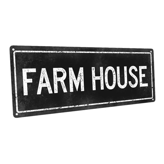 Black Farm House Metal Sign