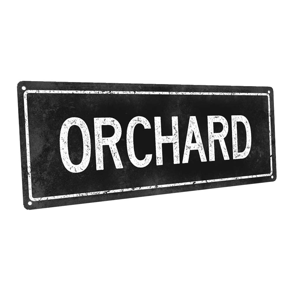 Black Orchard Metal Sign