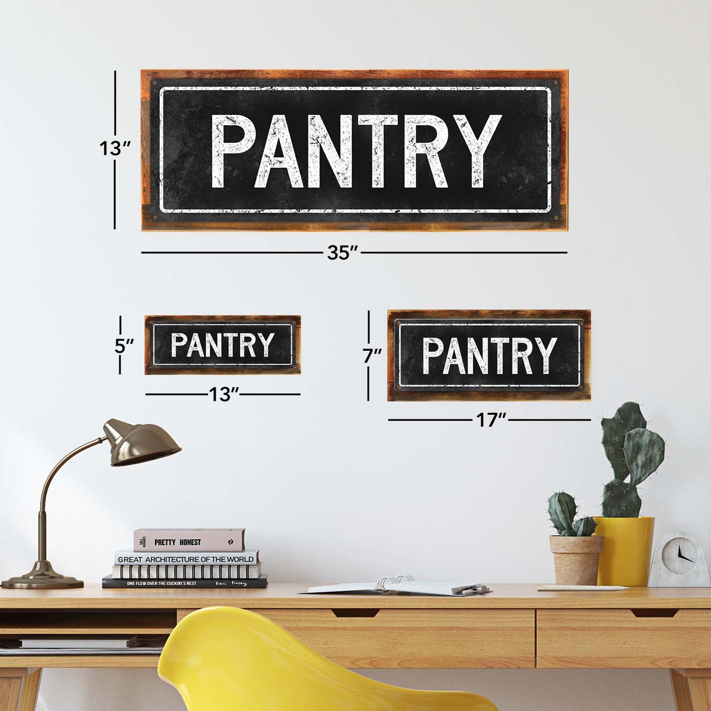 Photo showing relative proportions of different framed product sizes