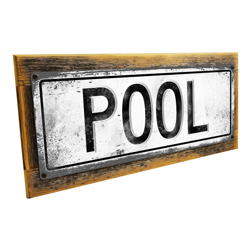 Framed Pool Metal Sign