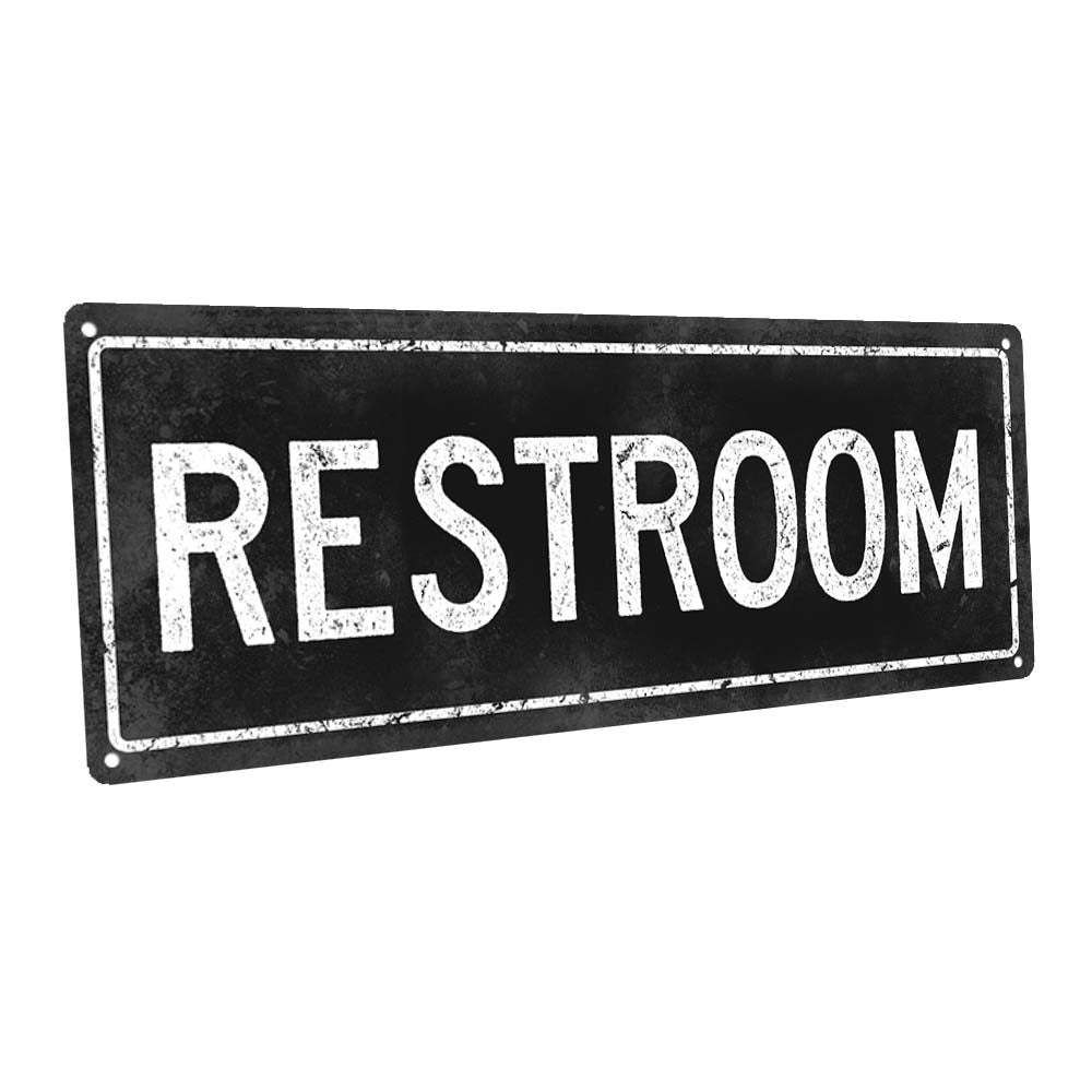 Black Restroom Metal Sign