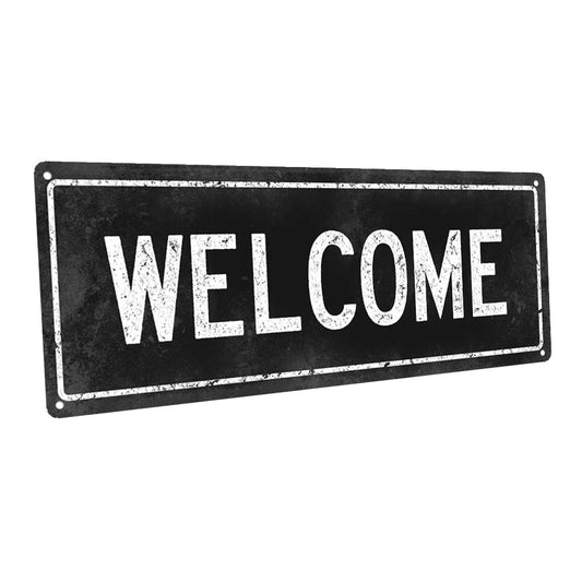 Black Welcome Metal Sign