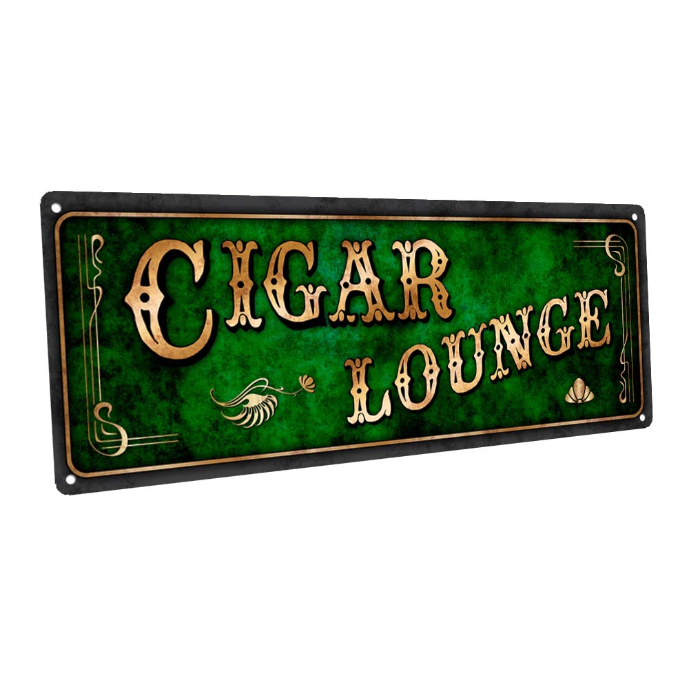Green Cigar Lounge Metal Sign