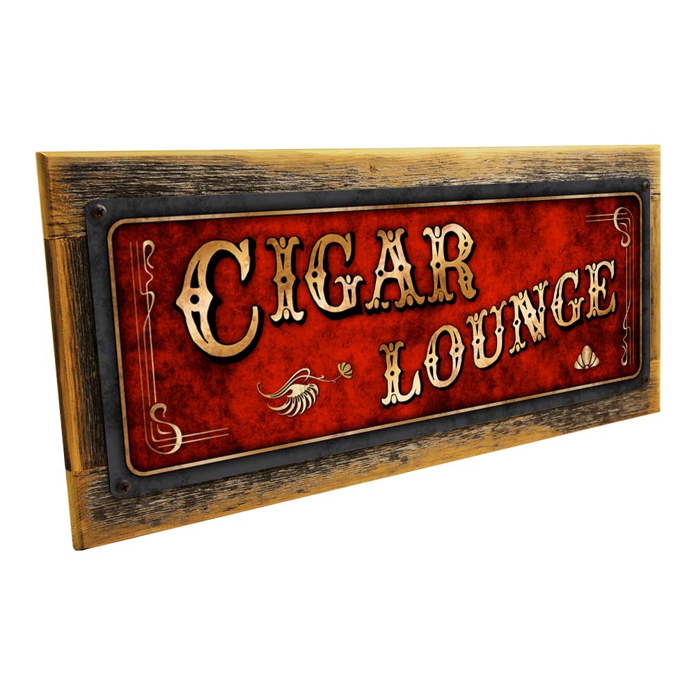 Framed Red Cigar Lounge Metal Sign