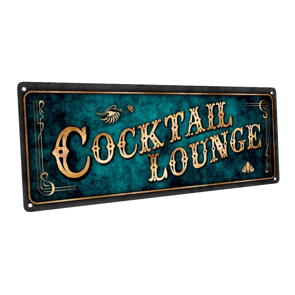 Blue Cocktail Lounge Metal Sign