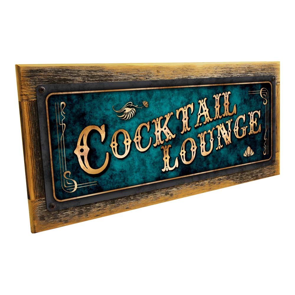 Framed Blue Cocktail Lounge Metal Sign