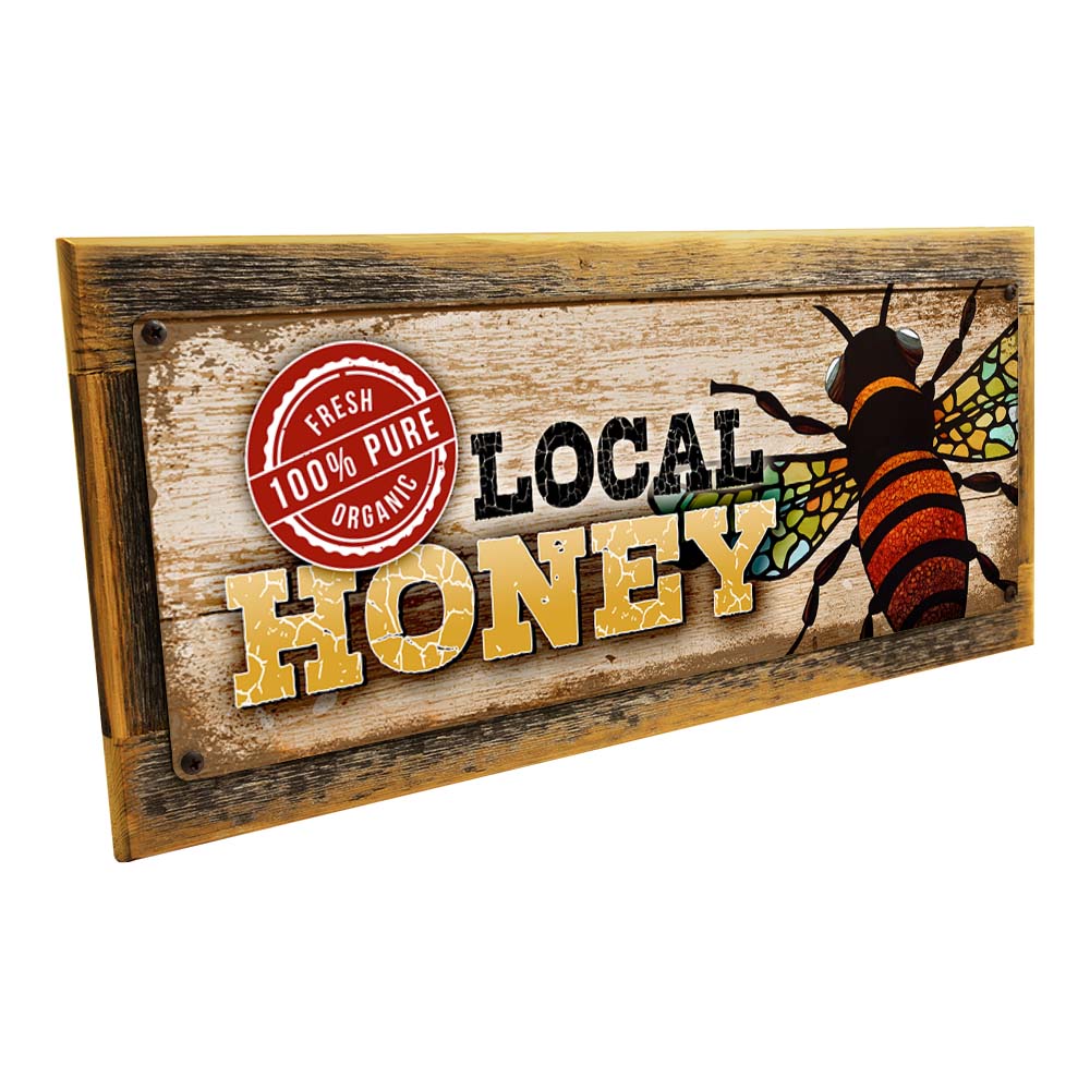 Framed Fresh Organic Local Honey / Bee Metal Sign