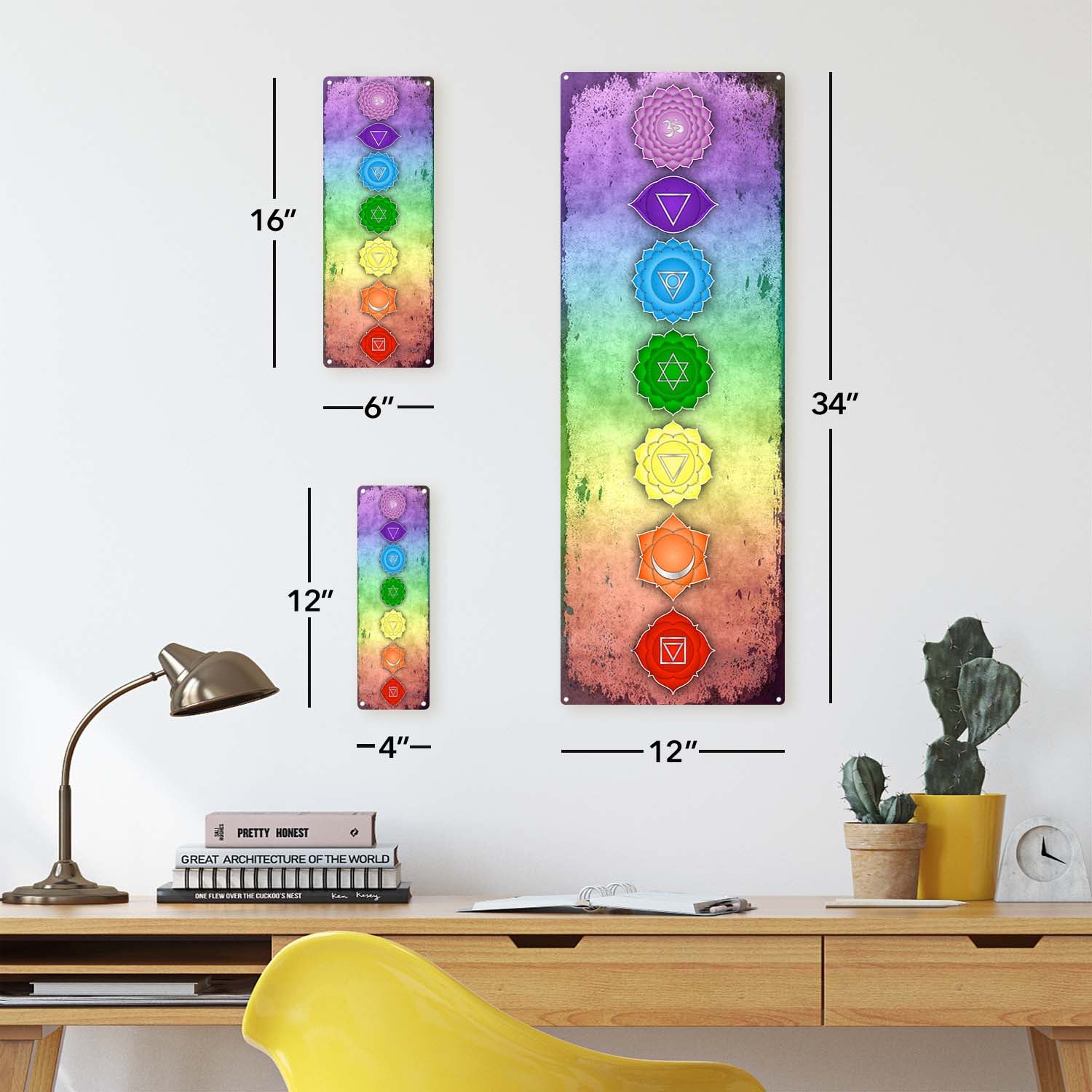 Photo showing relative proportions of different unframed product sizes