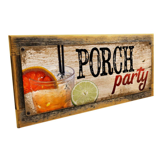 Framed Porch Party Metal Sign