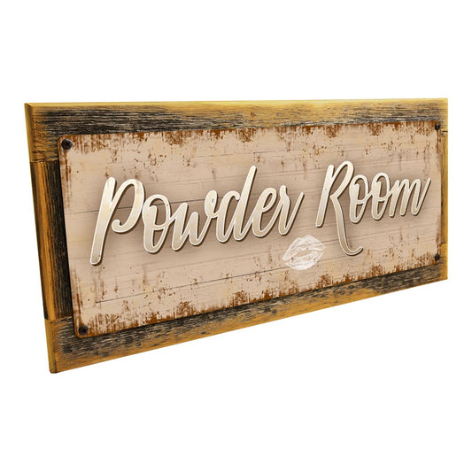 Framed Powder Room Metal Sign