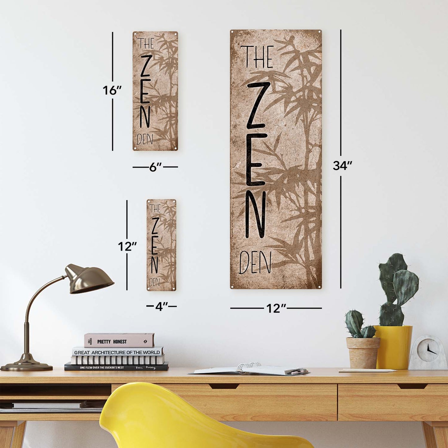 Photo showing relative proportions of different unframed product sizes