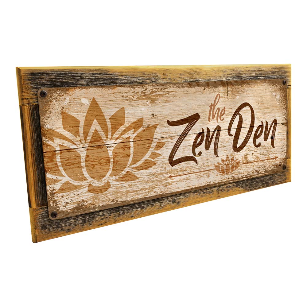 Framed The Zen Den Lotus Metal Sign
