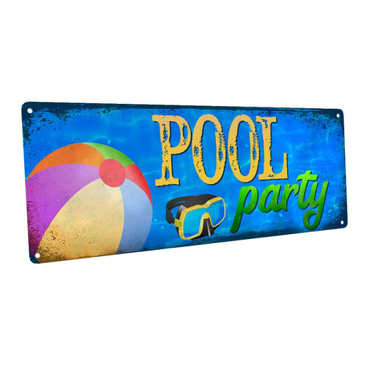 Pool Party Blue Water Metal Sign