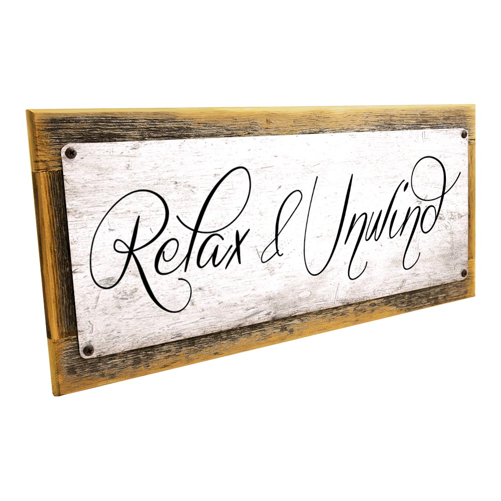 Framed Relax And Unwind Metal Sign