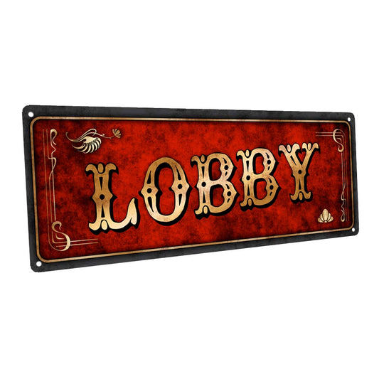 Red Lobby Metal Sign