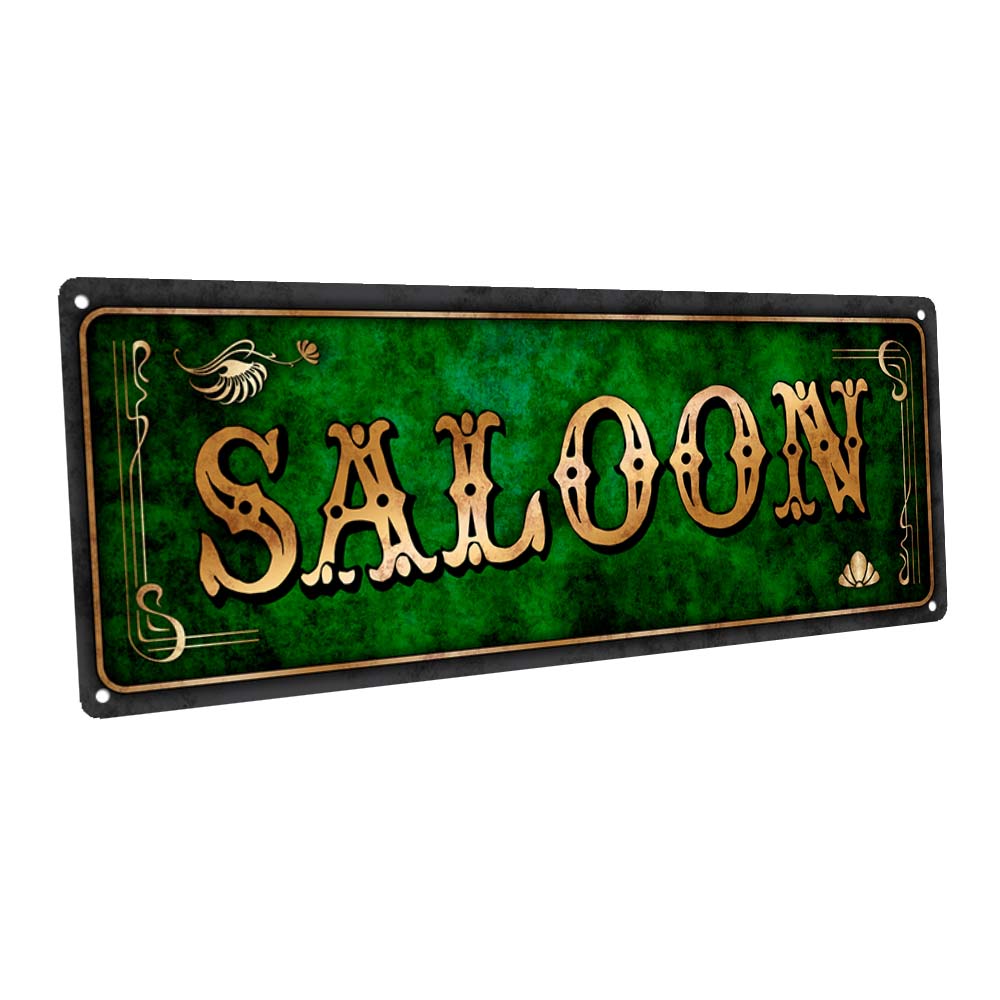 Green Saloon Metal Sign