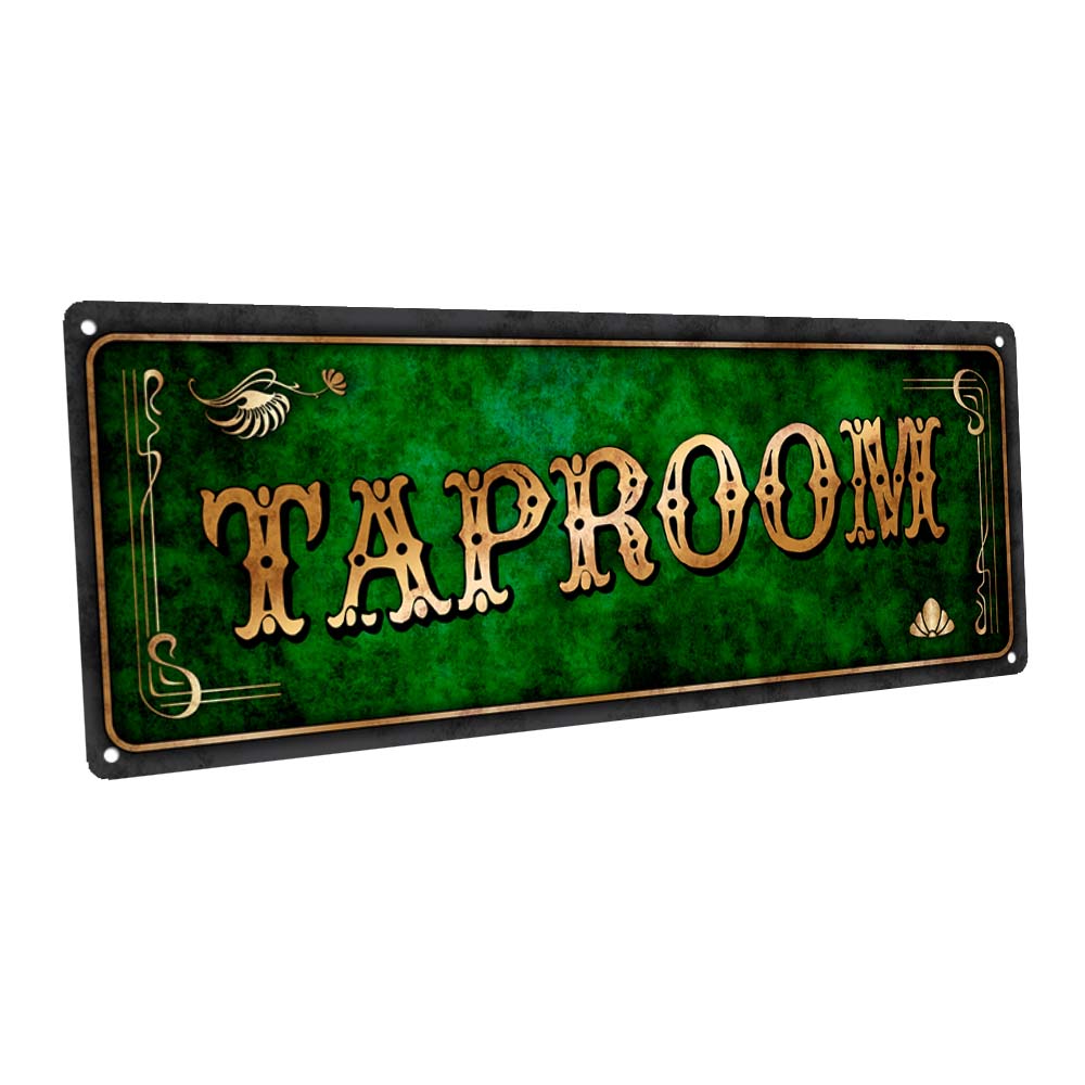 Green Taproom Metal Sign