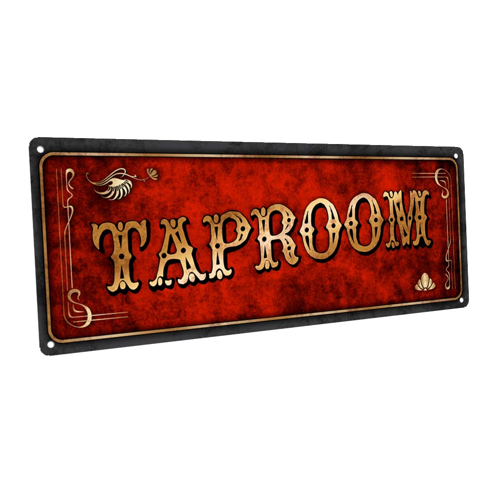 Red Taproom Metal Sign