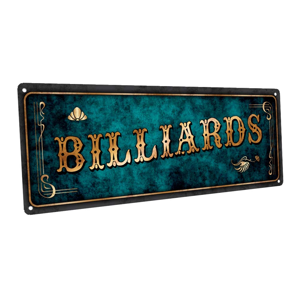 Blue Billiards Metal Sign
