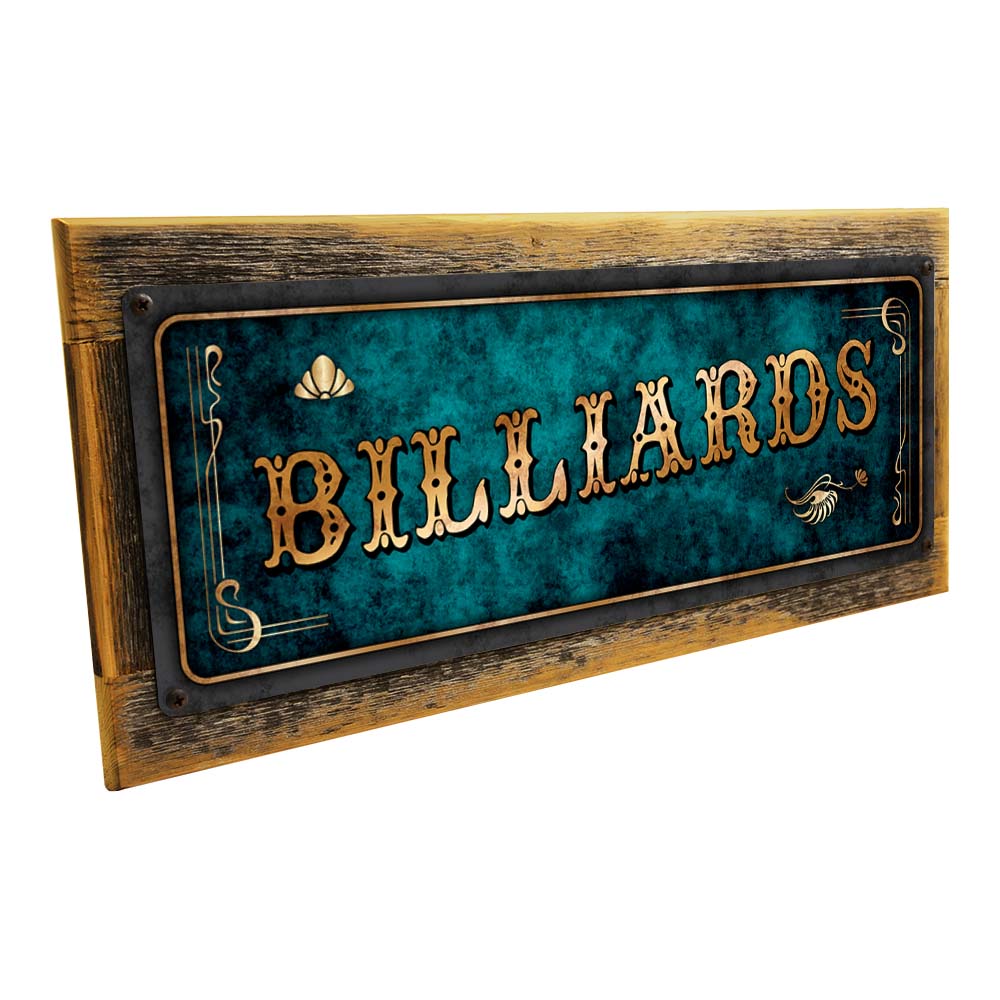 Framed Blue Billiards Metal Sign