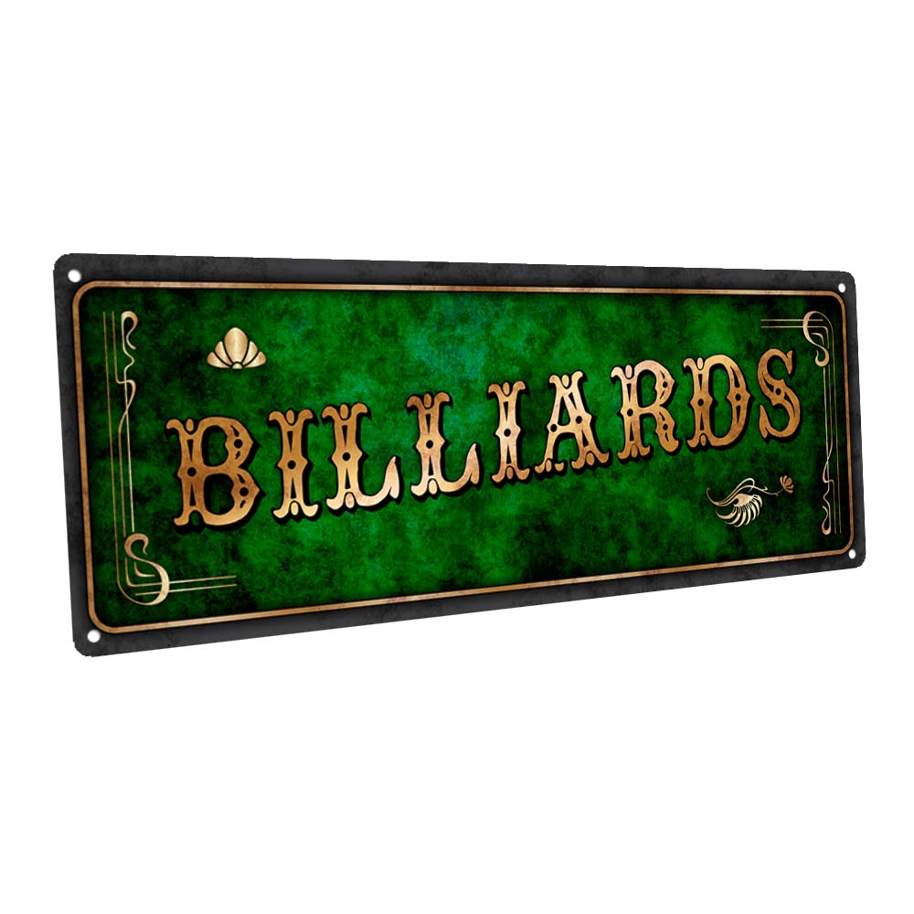 Green Billiards Metal Sign