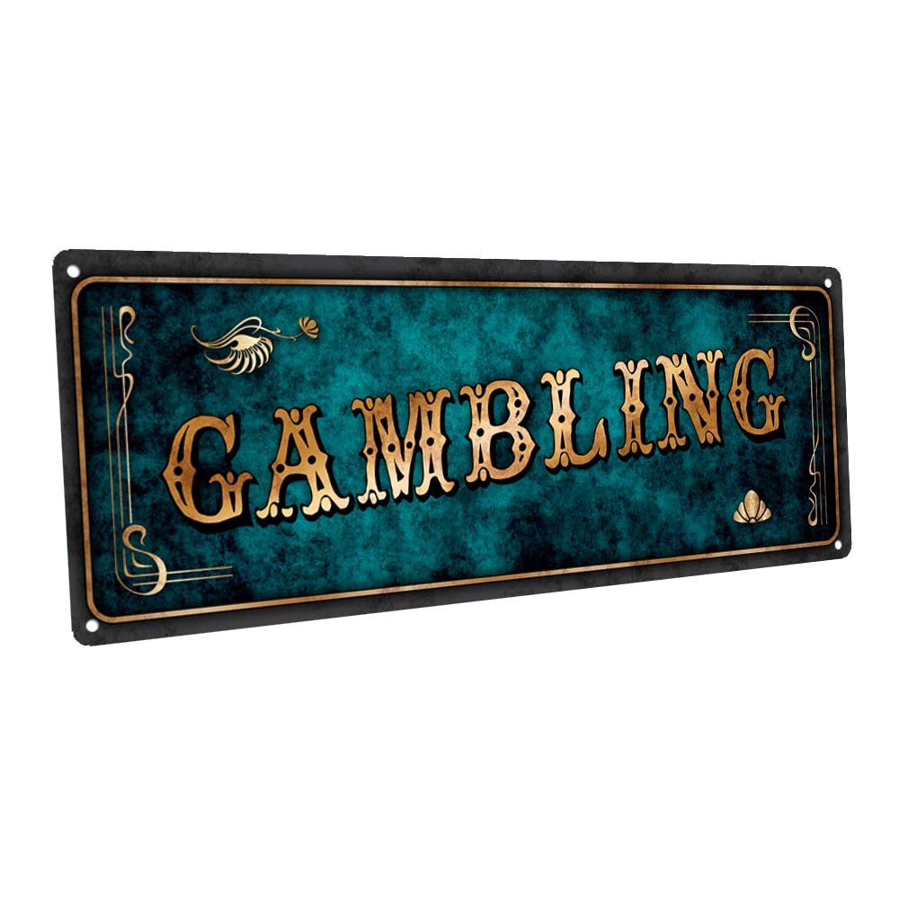 Blue Gambling Metal Sign