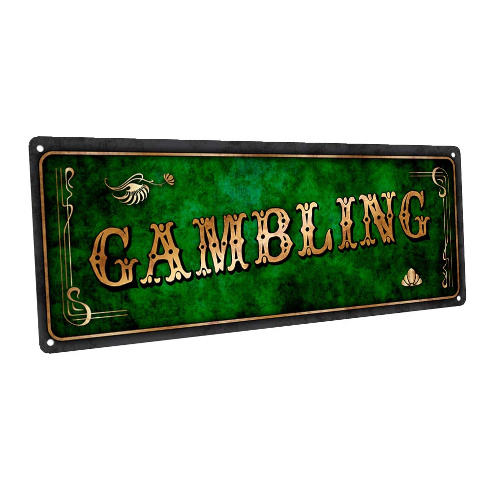 Green Gambling Metal Sign