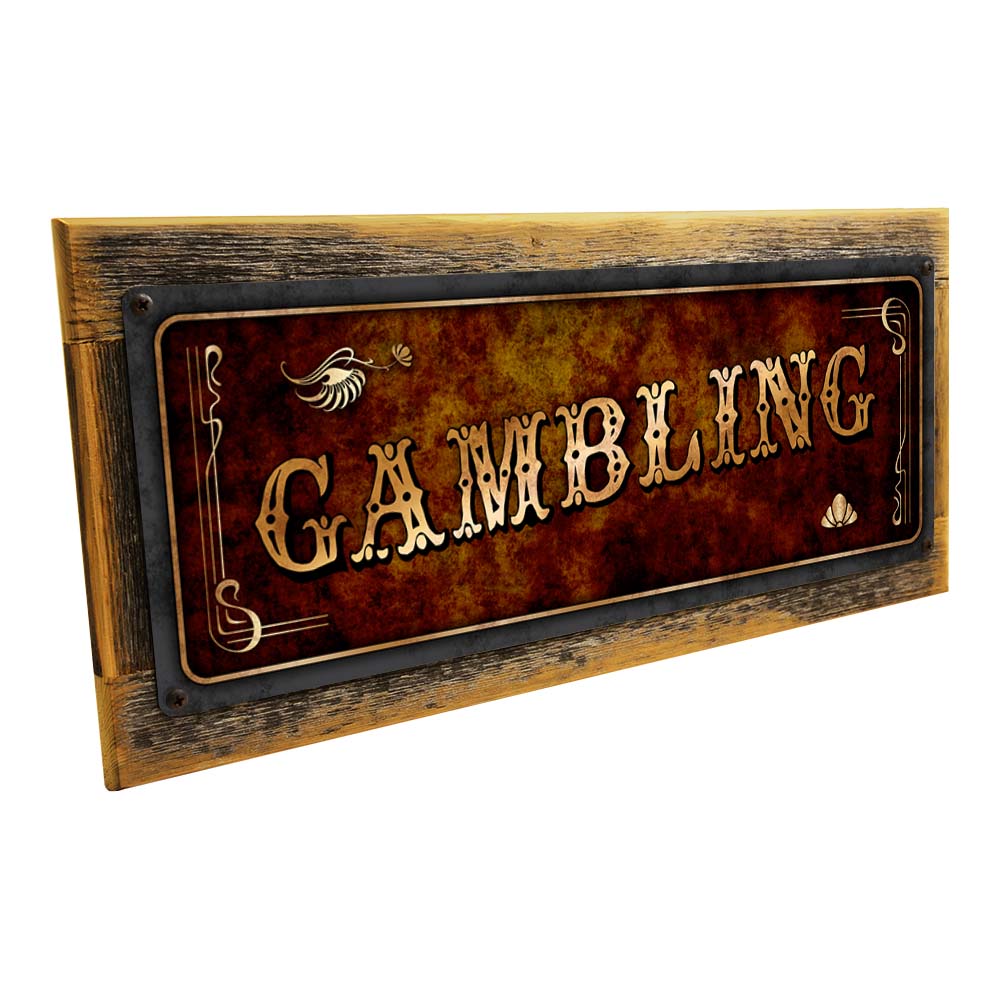 Framed Gambling Metal Sign