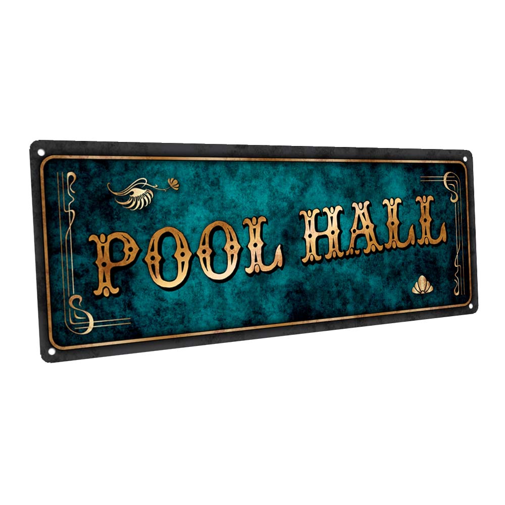 Blue Pool Hall Metal Sign