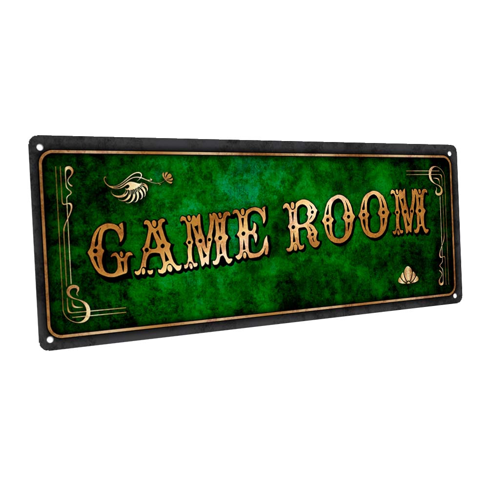 Green Game Room Metal Sign