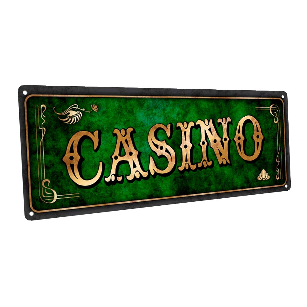 Green Casino Metal Sign