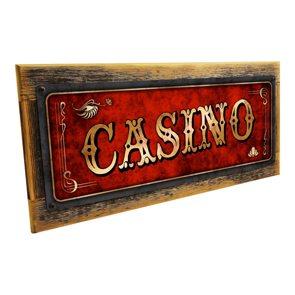 Framed Red Casino Metal Sign