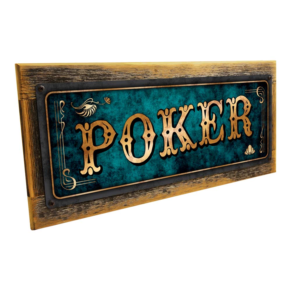 Framed Blue Poker Metal Sign