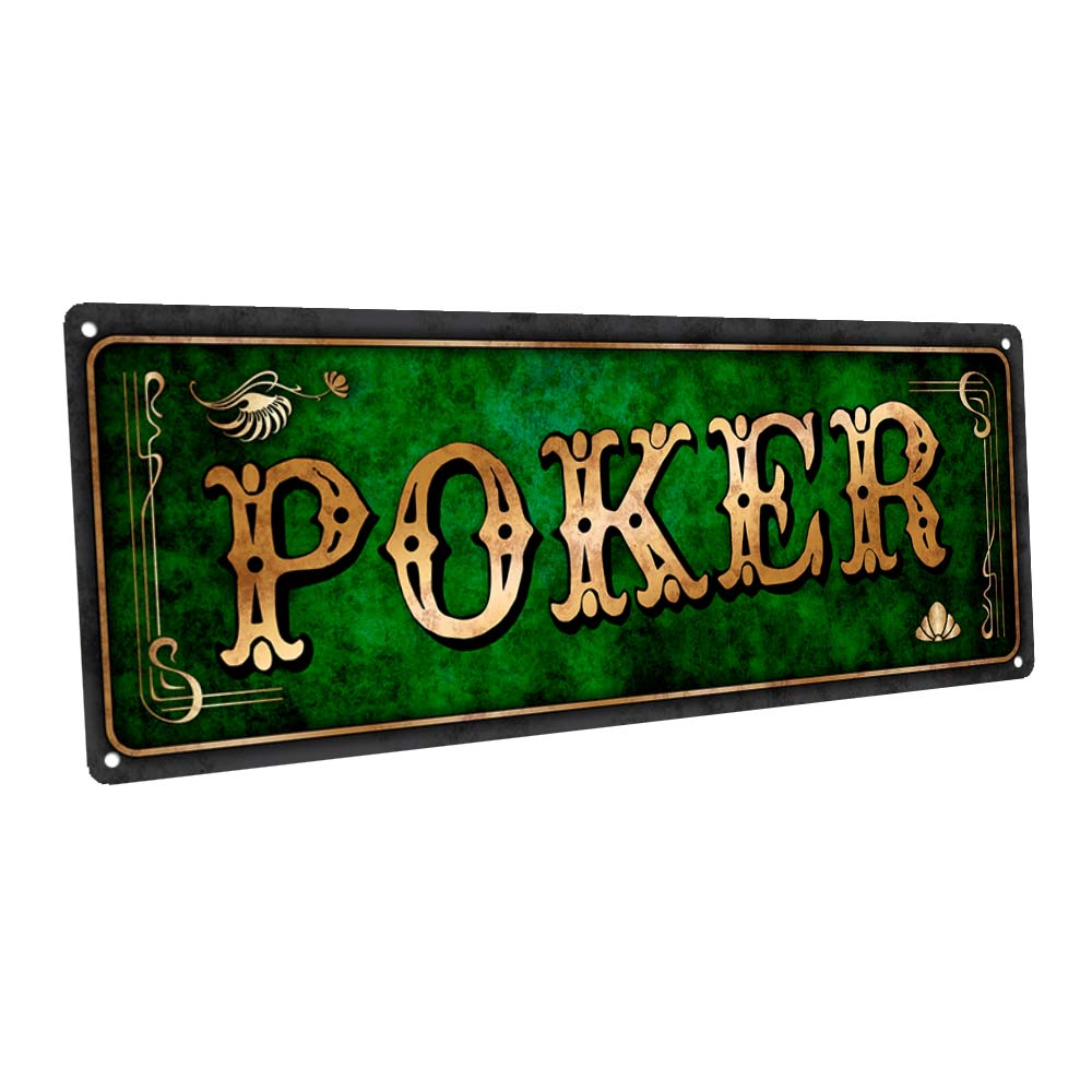 Green Poker Metal Sign