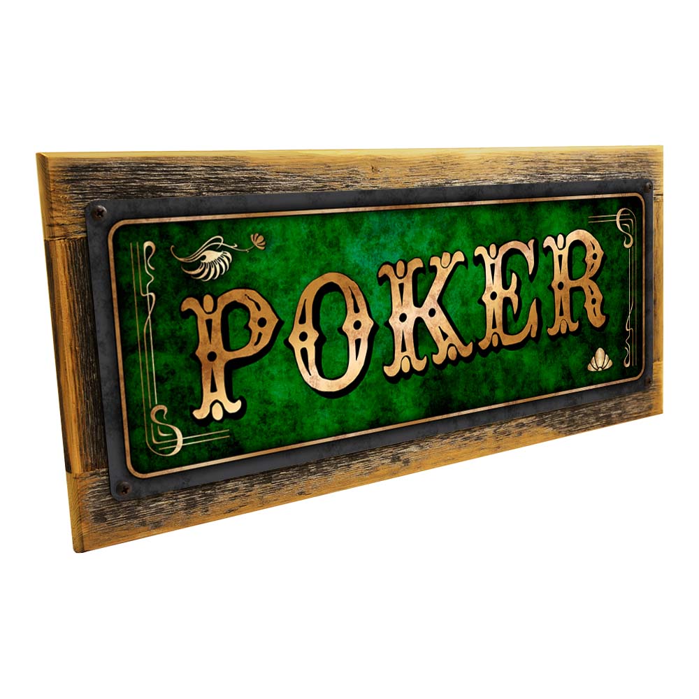 Framed Green Poker Metal Sign