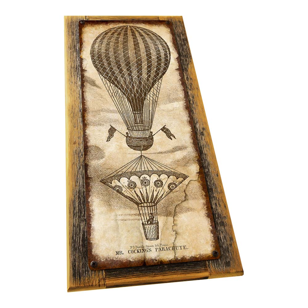 Framed Vintage Hot Air Balloon Metal Sign