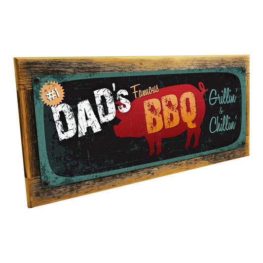 Framed Dad's Famous BBQ Metal Sign