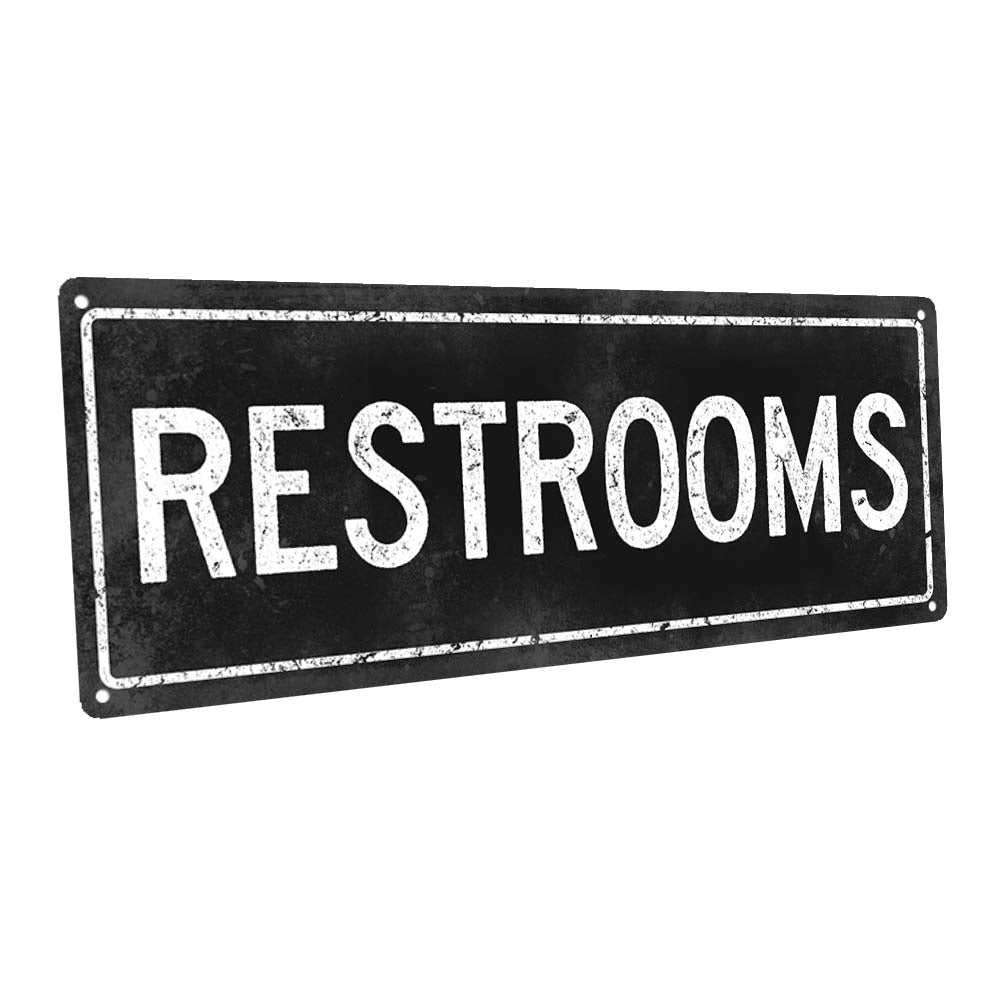 Black Restrooms Metal Sign